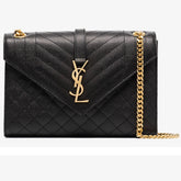 Saint Laurent - ENVELOPE MEDIUM IN QUILTED GRAIN DE POUDRE EMBOSSED LEATHER