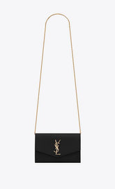 Saint Laurent UPTOWN CHAIN WALLET IN GRAIN DE POUDRE EMBOSSED LEATHER
