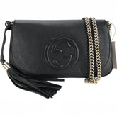 Gucci - Soho Disco GG Black Calf Leather Tassel Chain Crossbody Bag