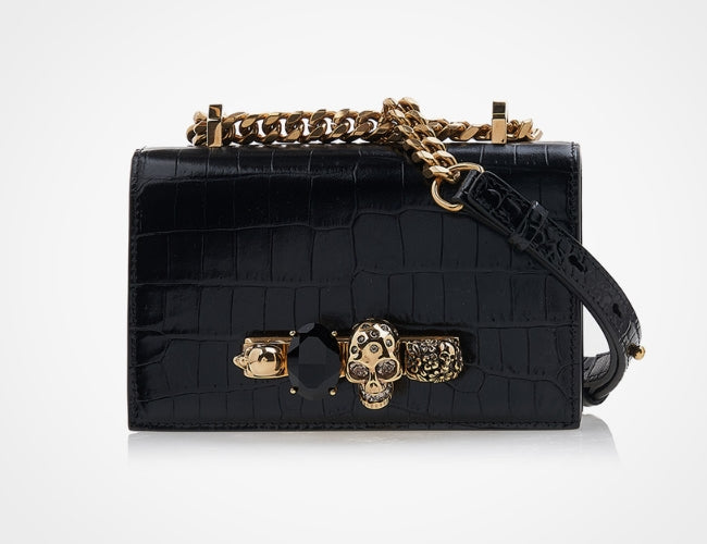 Alexander Mcqueen Women's Mini Jewelled Satchel in Black/gold