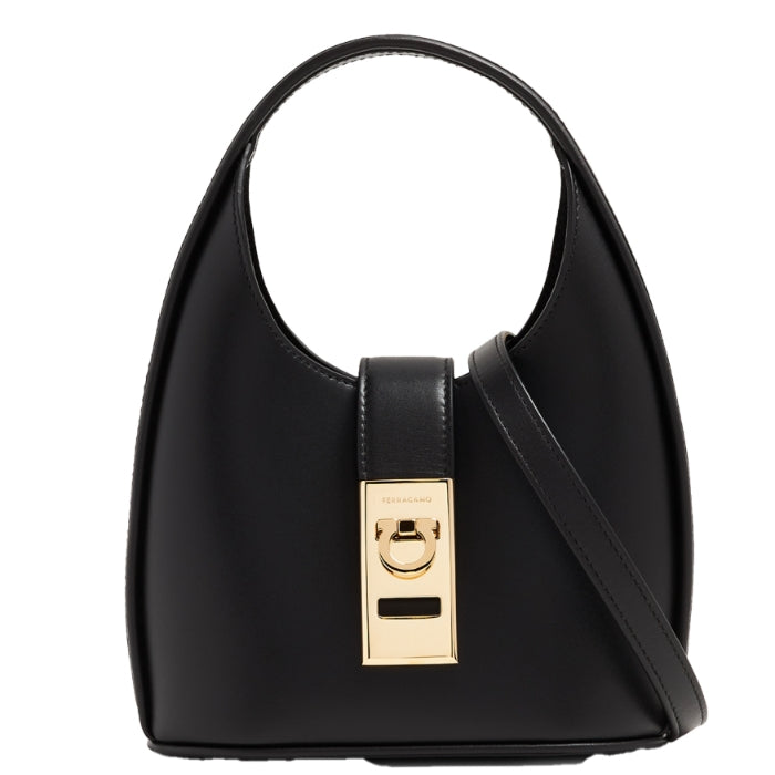 Ferragamo Mini Hobo bag with Gancini buckle Black