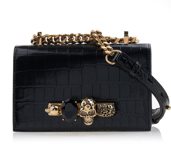 Alexander Mcqueen Women's Mini Jewelled Satchel in Black/gold