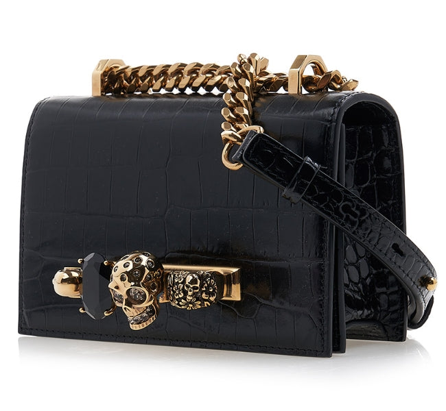 Alexander Mcqueen Women's Mini Jewelled Satchel in Black/gold