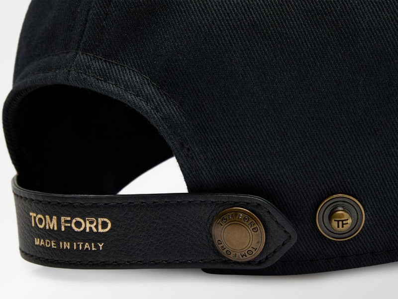 Tom ford CANVAS AND SMOOTH LEATHER CAP Black