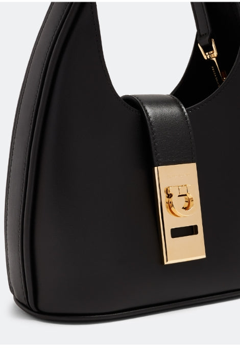 Ferragamo Mini Hobo bag with Gancini buckle Black