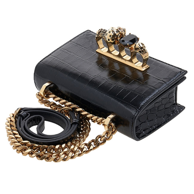 Alexander Mcqueen Women's Mini Jewelled Satchel in Black/gold