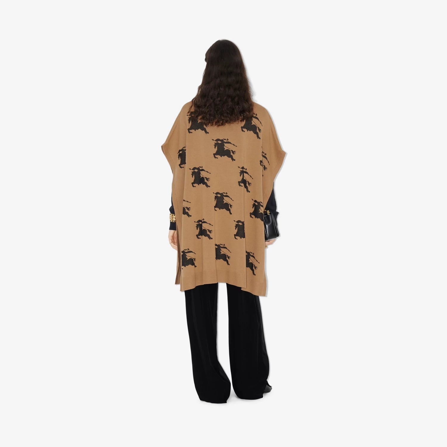 Burberry EKD Cotton Silk Jacquard Cape Camel