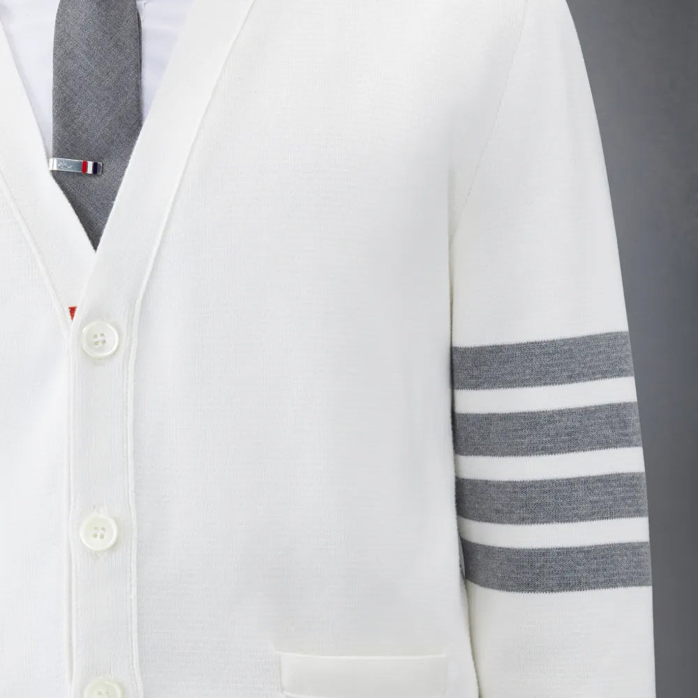 Thom Browne Cotton Crepe V-Neck Cardigan