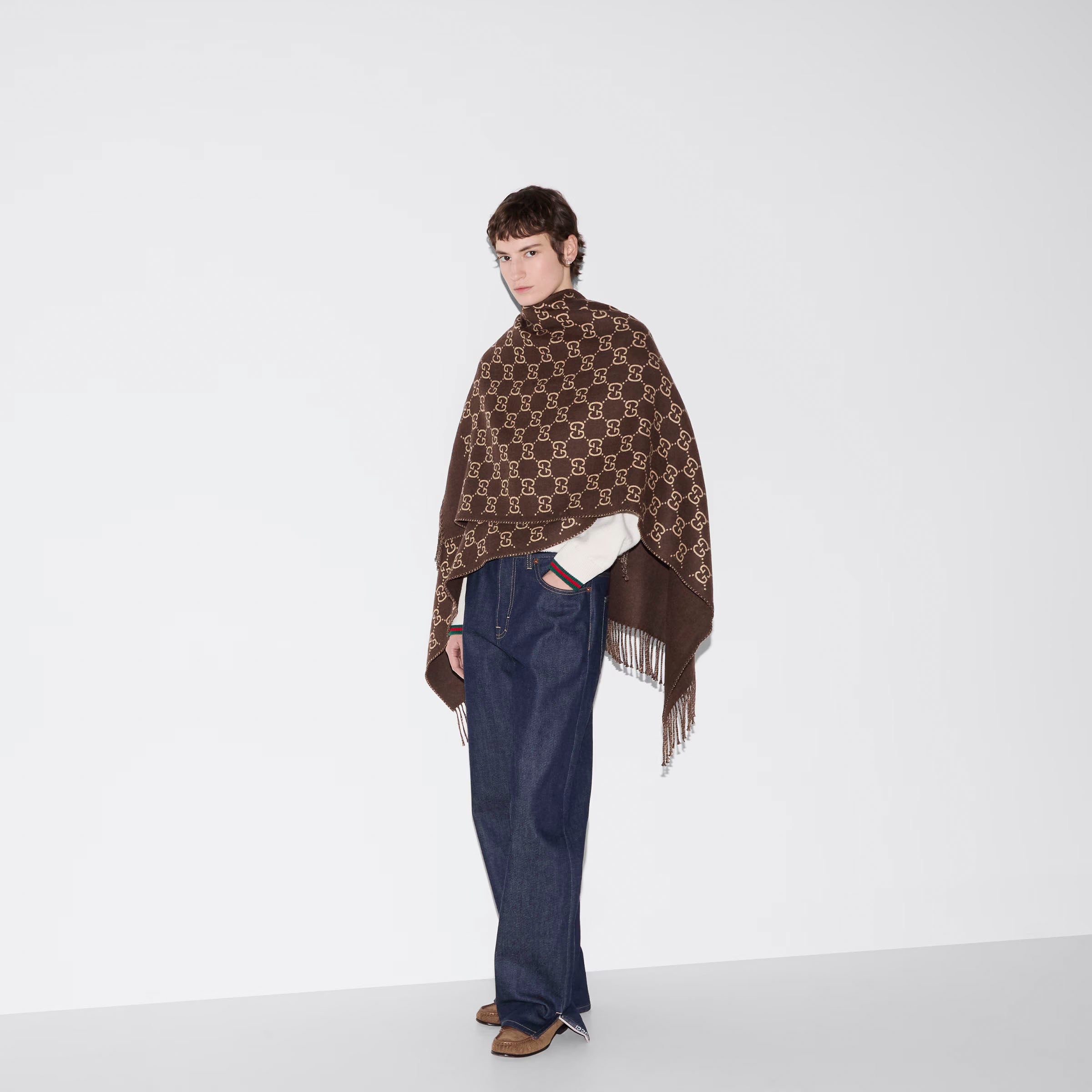 Gucci GG wool jacquard cape