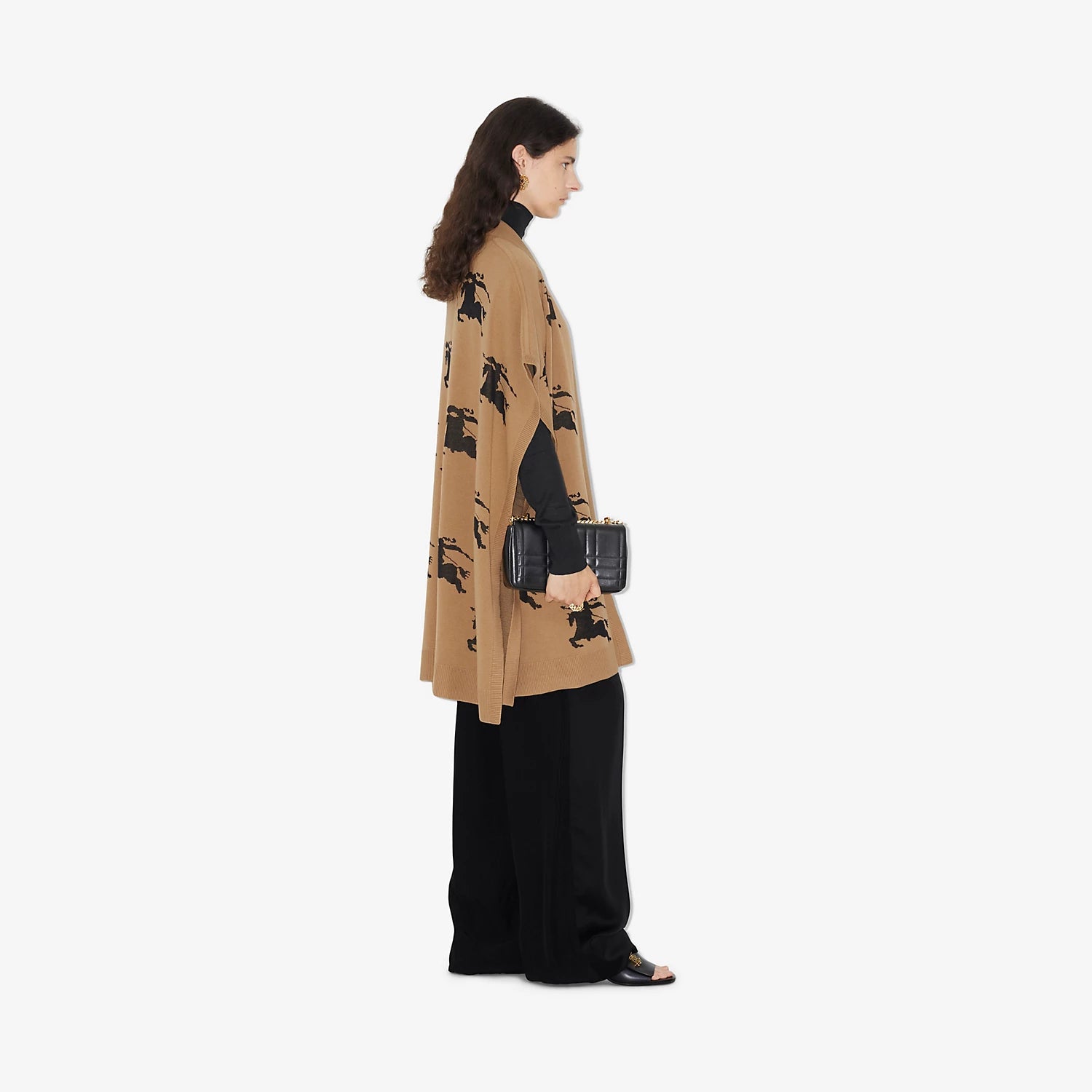 Burberry EKD Cotton Silk Jacquard Cape Camel