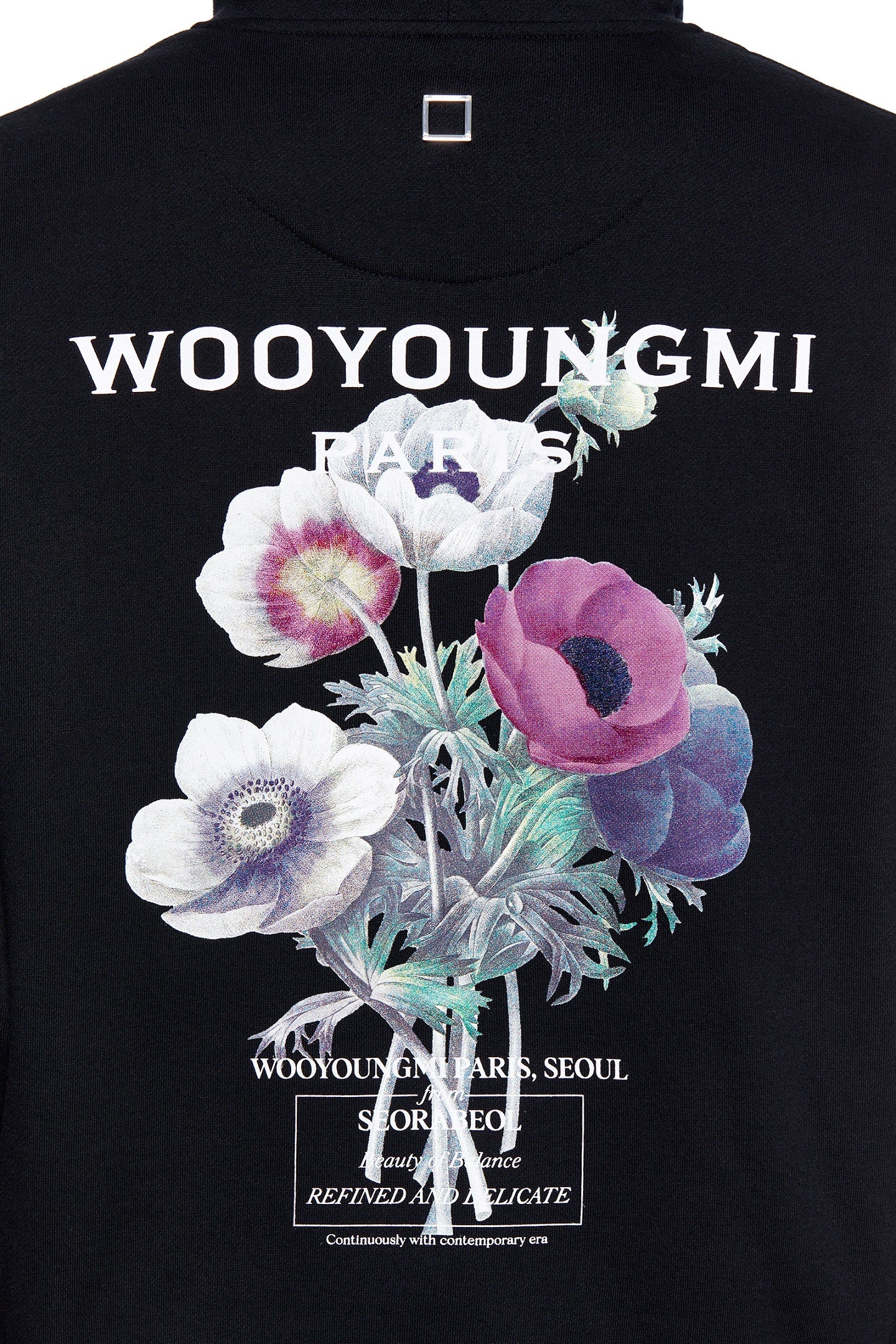 WOOYOUNGMI Black Flower Back Logo Hoodie