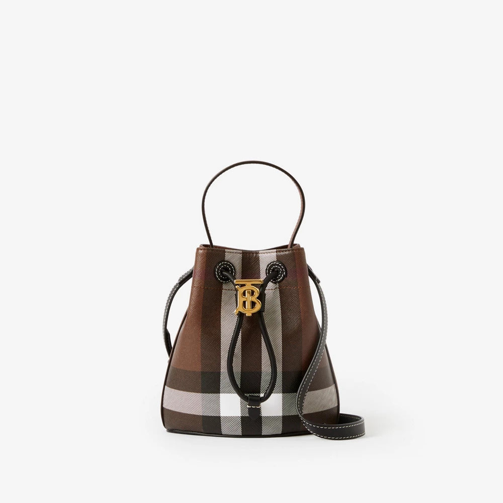 Burberry Mini TB bucket Bag in Dark Birch Brown