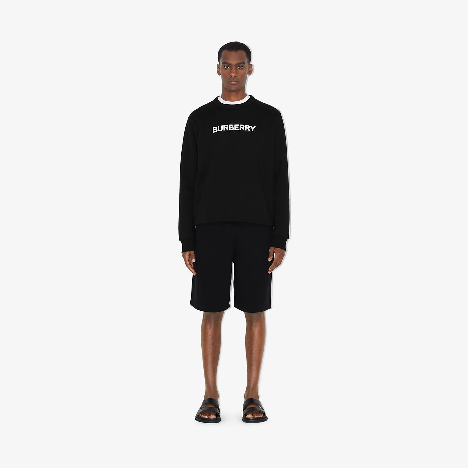 Burberry Logo Print Cotton Sweatshirt Black