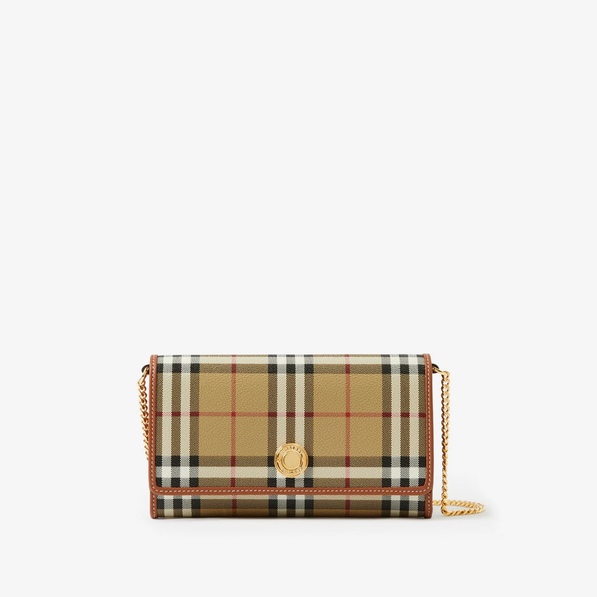 Burberry Check Chain Strap Wallet Beige