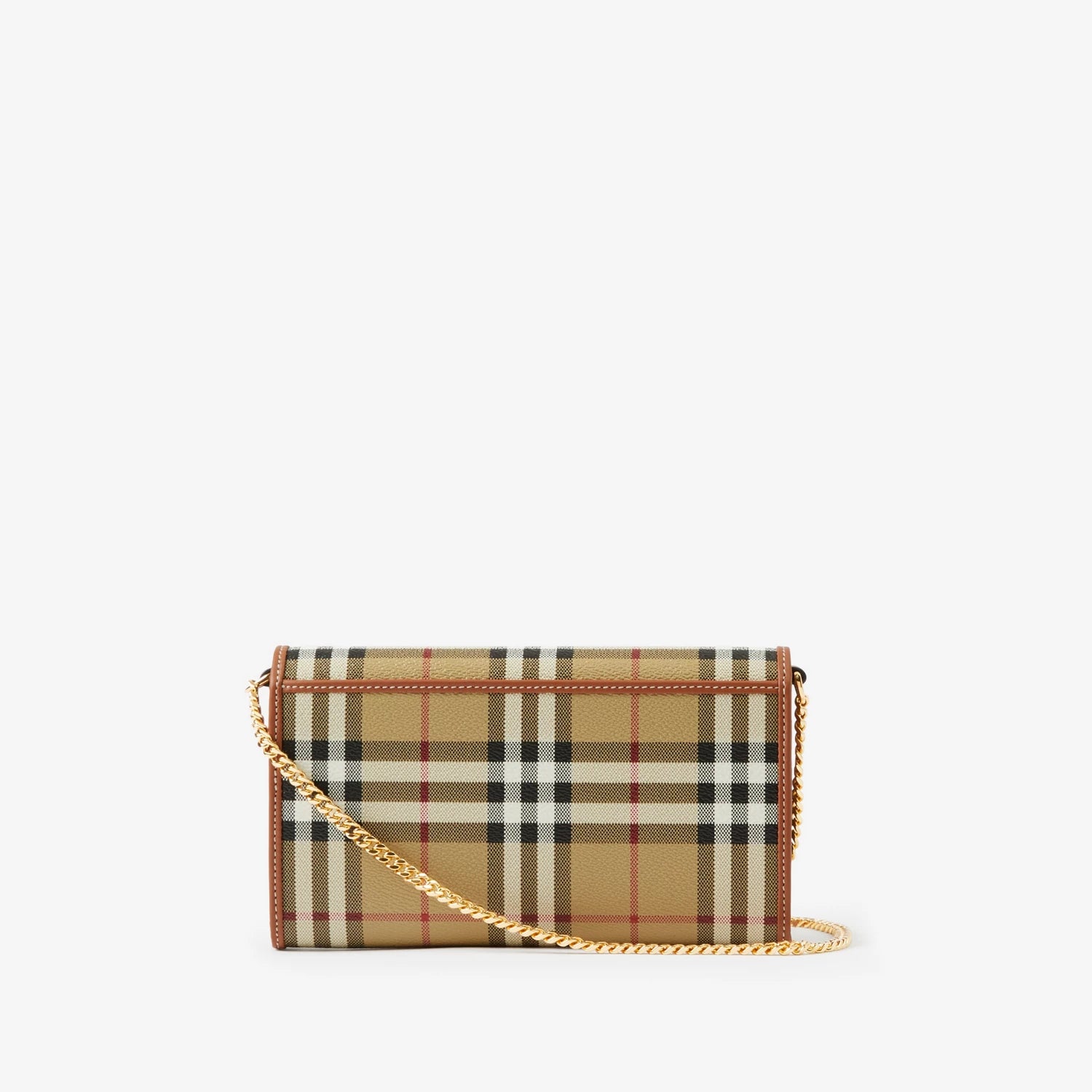 Burberry Check Chain Strap Wallet Beige