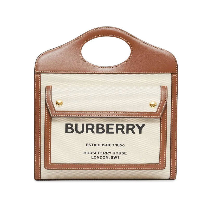 Burberry - Two-tone Canvas And Leather Mini Pocket Bag