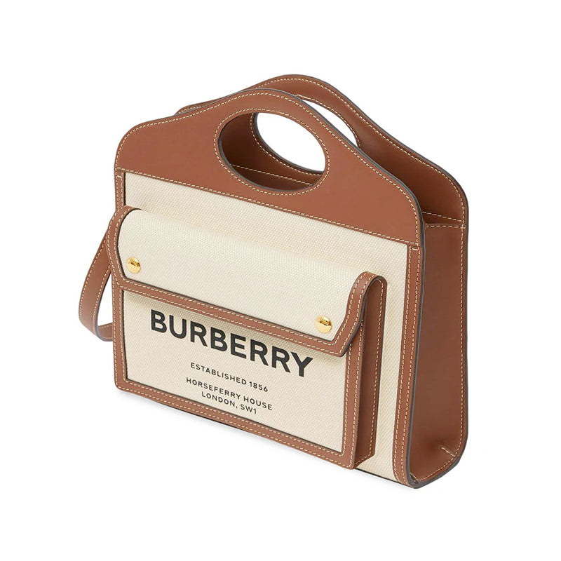 Burberry - Two-tone Canvas And Leather Mini Pocket Bag