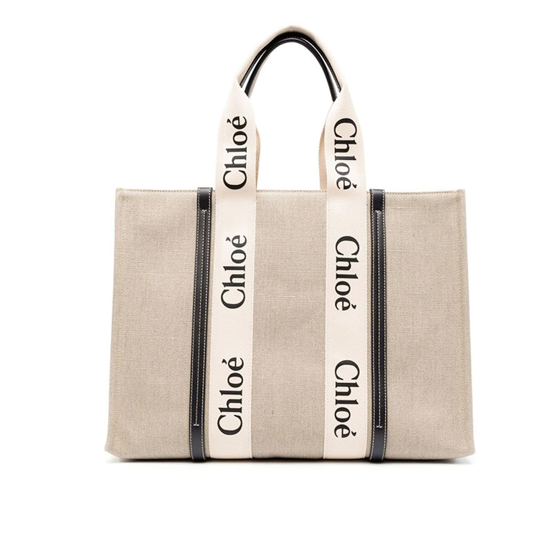 Chloe - large Woody linen tote bag