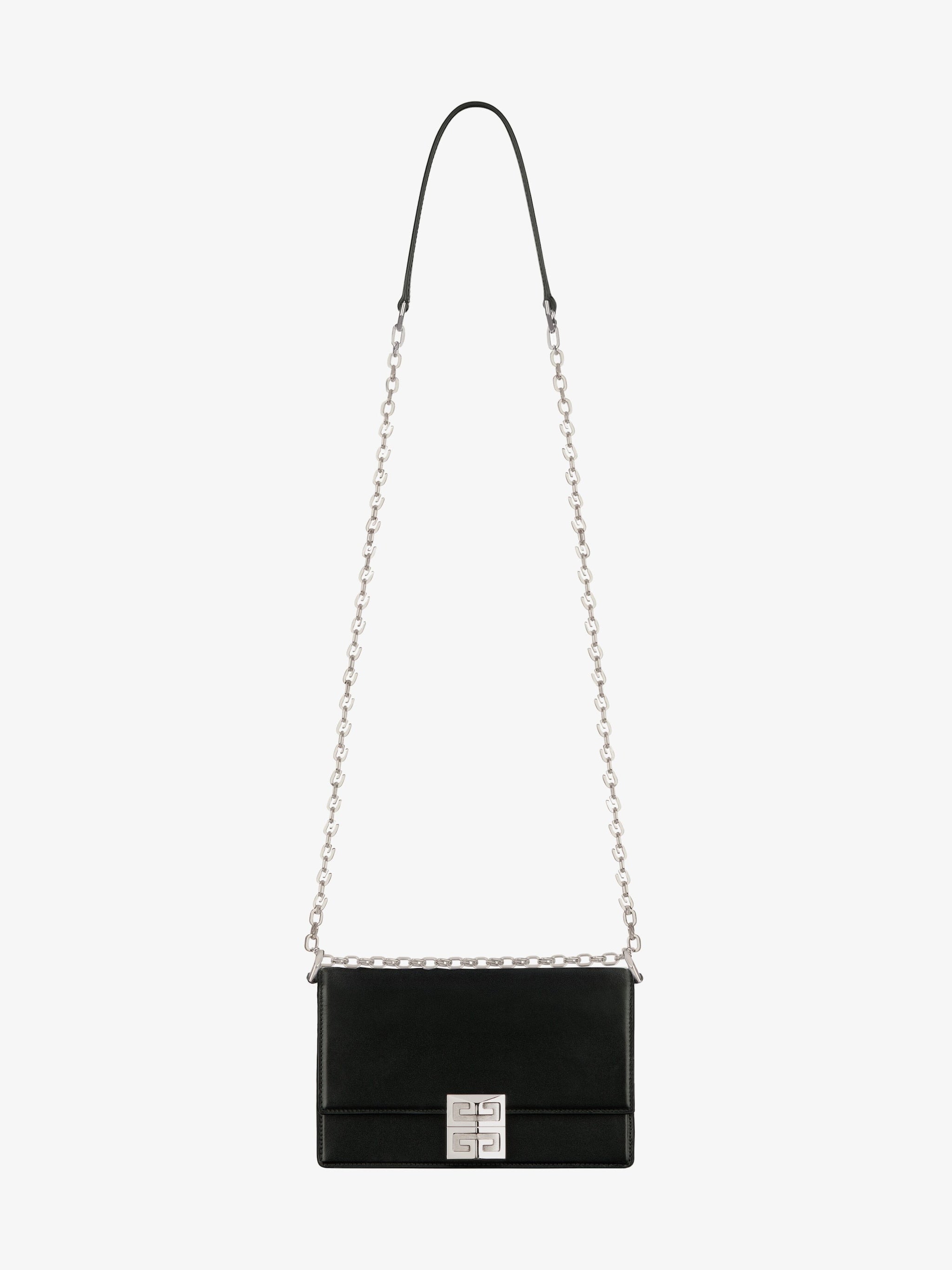 Givenchy Small 4G bag in Box leather with chain silver