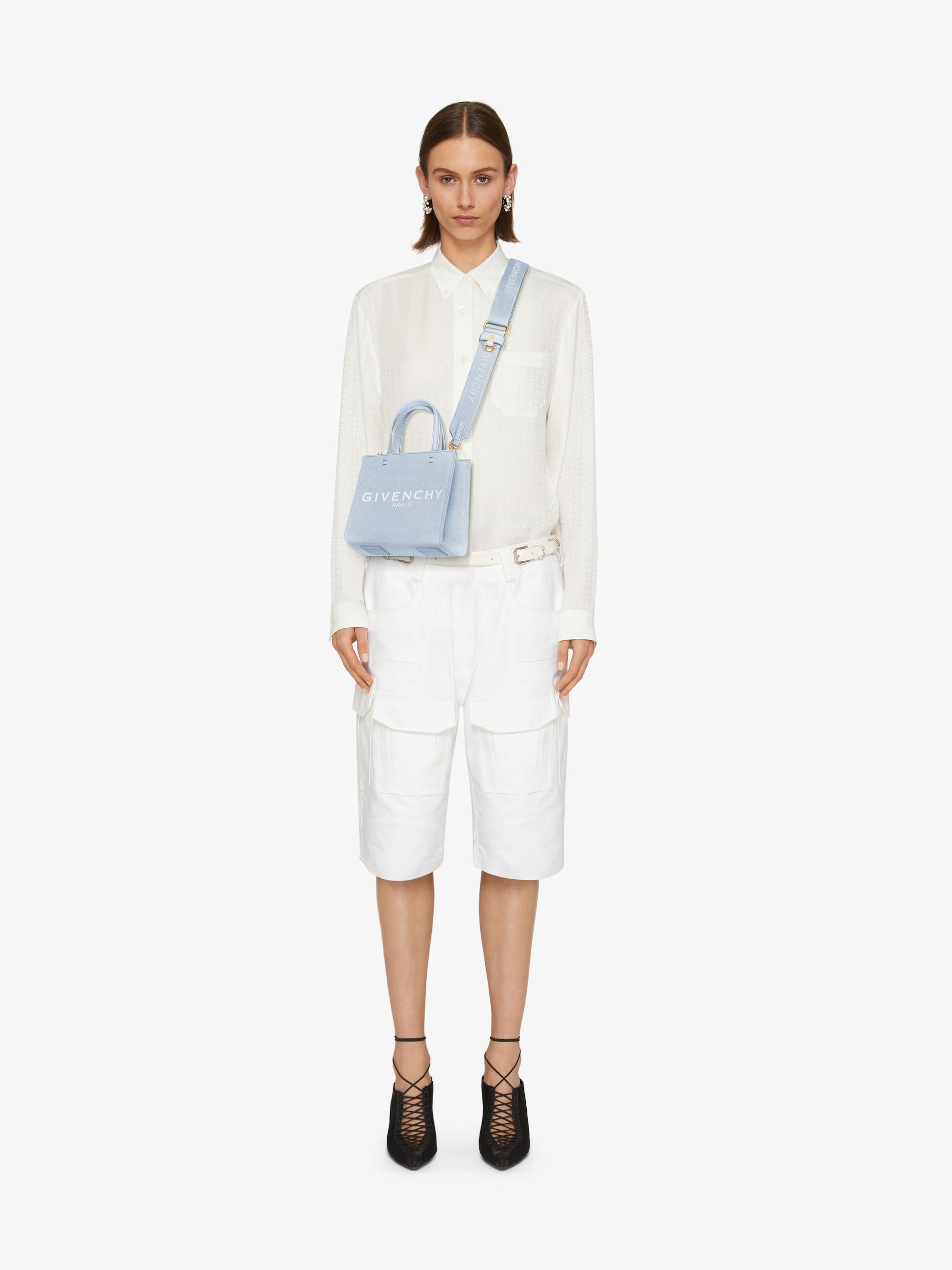 GIvenchy Mini G-Tote shopping bag in canvas Cloud Blue