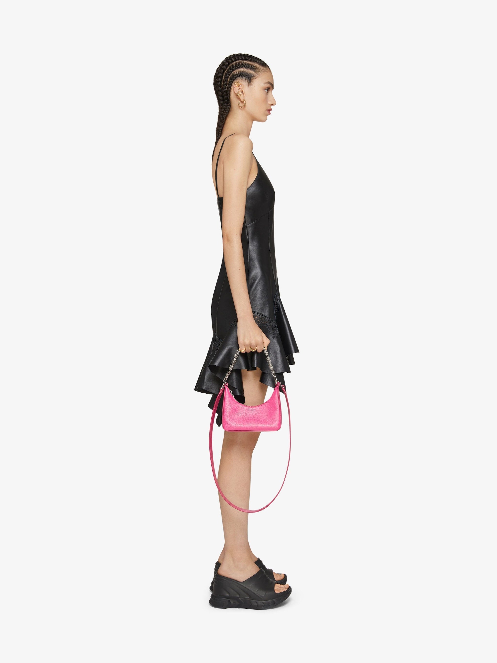 Givenchy Mini Moon Cut Out bag in leather with chain Neon pink