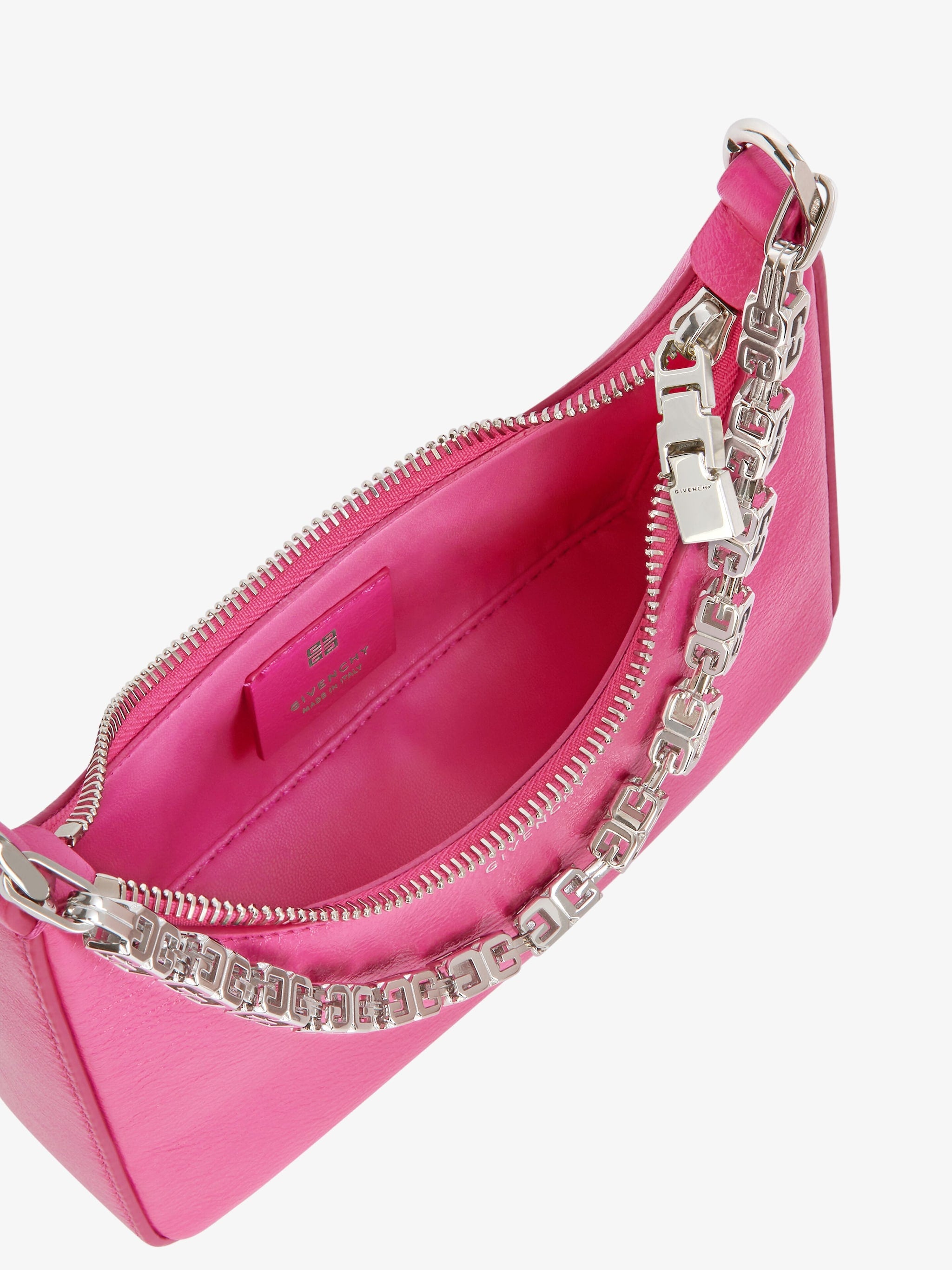 Givenchy Mini Moon Cut Out bag in leather with chain Neon pink