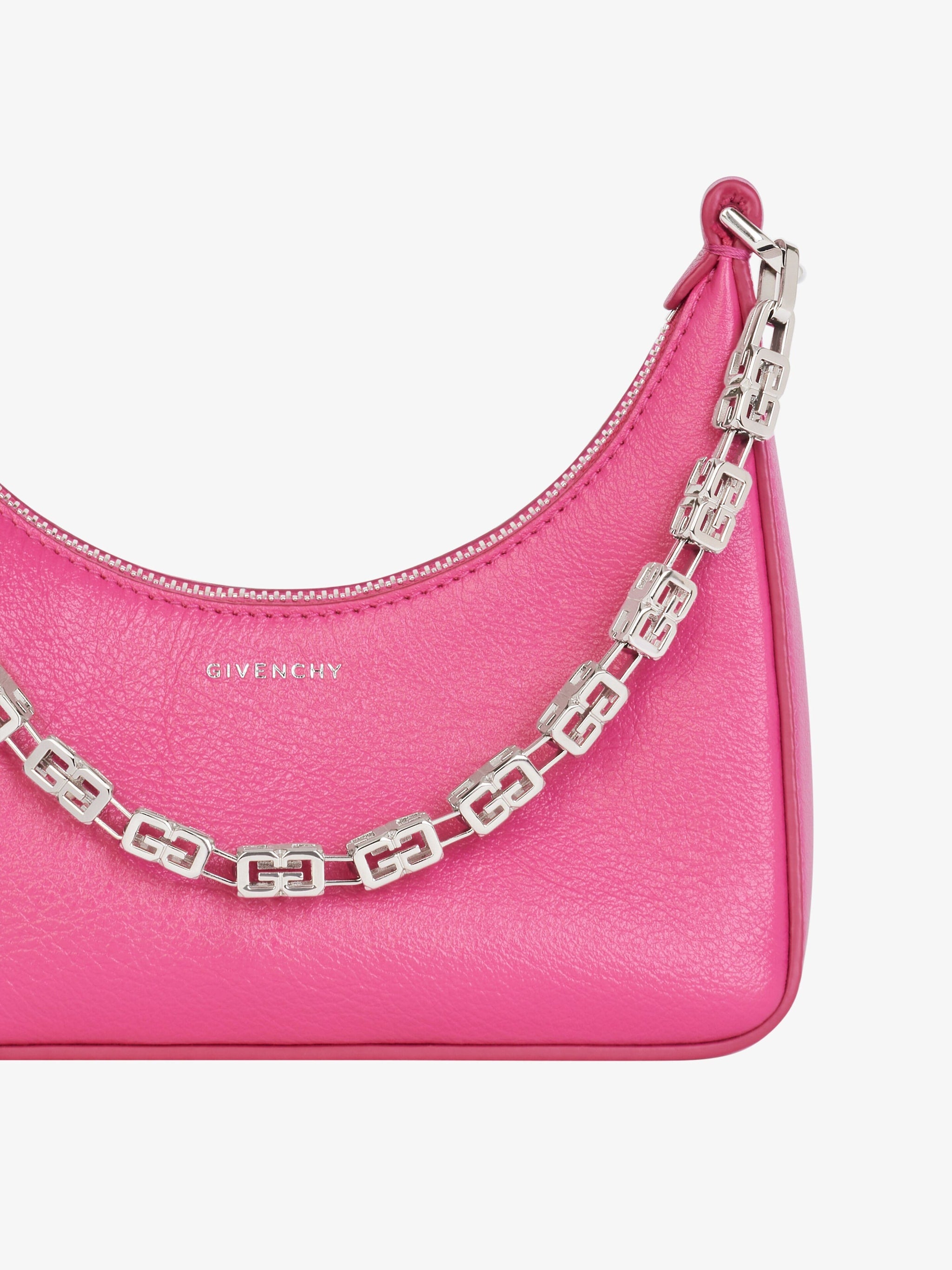 Givenchy Mini Moon Cut Out bag in leather with chain Neon pink