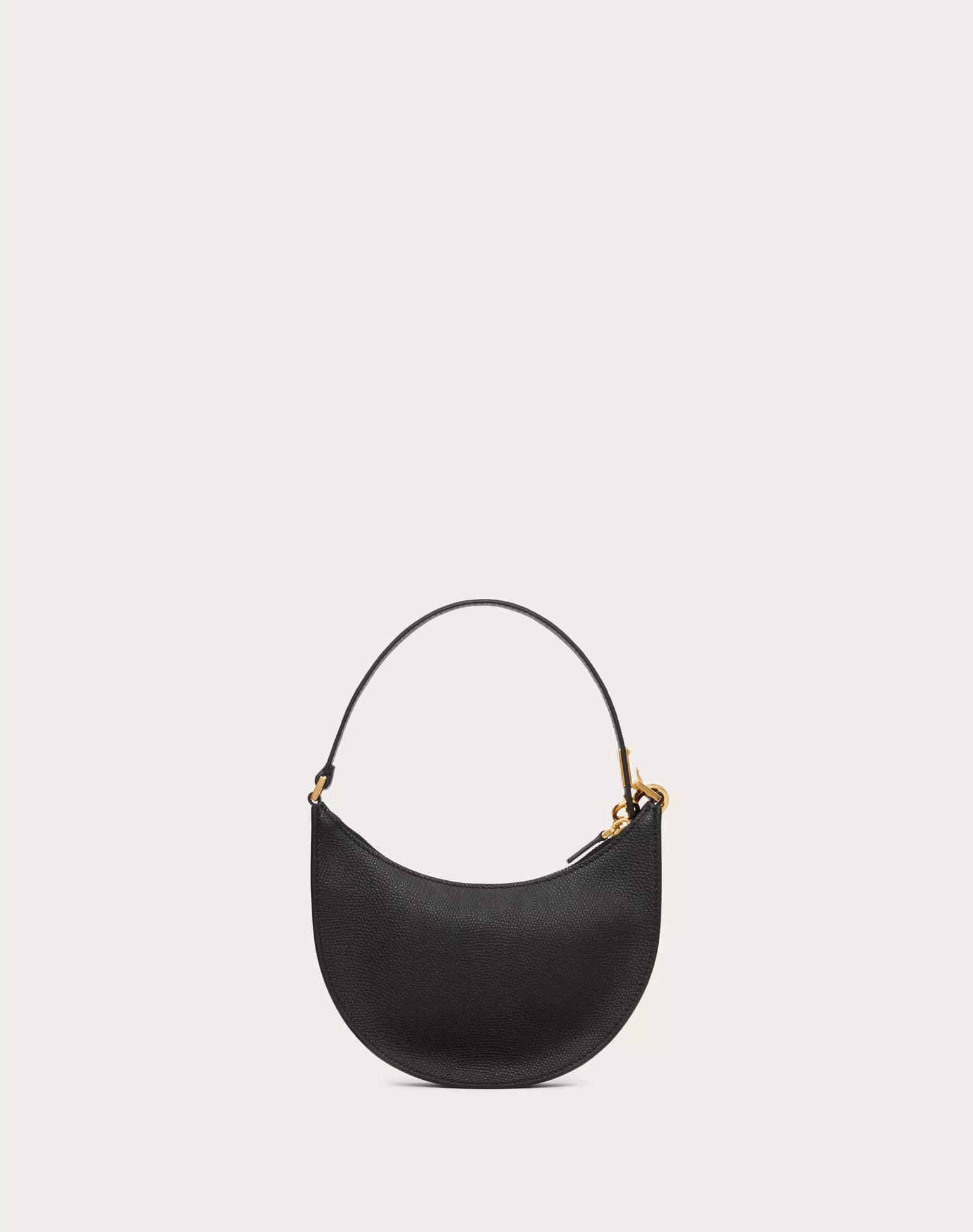 VALENTINO MINI VLOGO SIGNATURE GRAINY CALFSKIN HOBO BAG BLACK