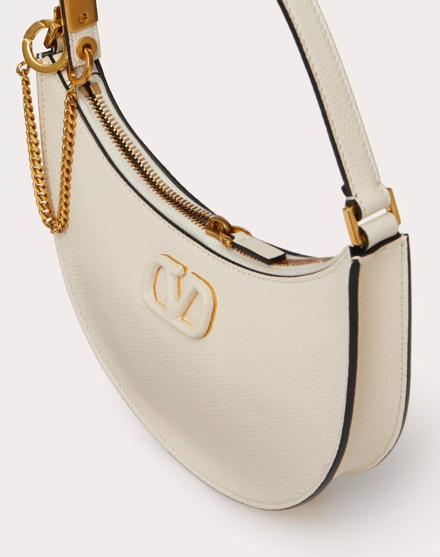 VALENTINO MINI VLOGO SIGNATURE GRAINY CALFSKIN HOBO BAG