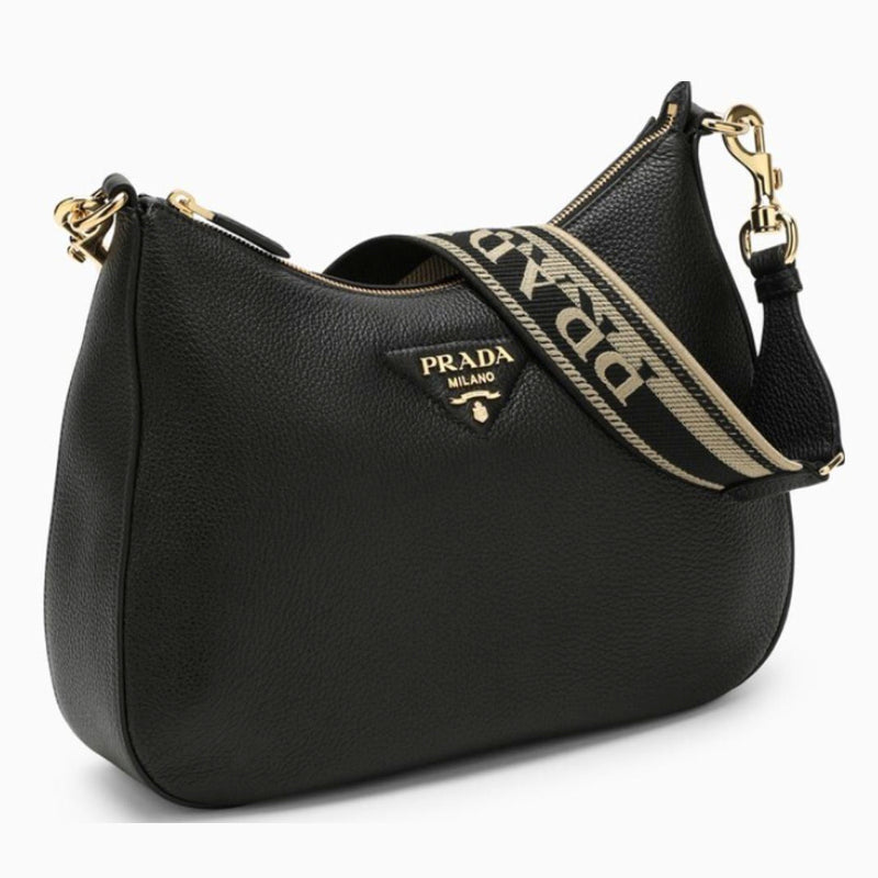 Prada - Leather bag logo-print shoulder strap