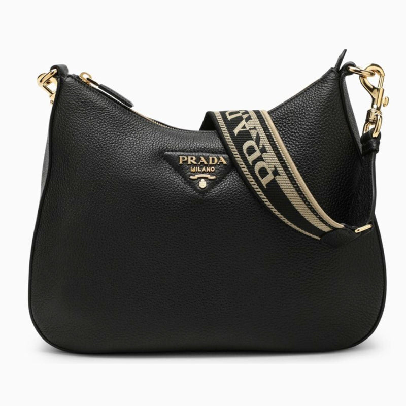 Prada - Leather bag logo-print shoulder strap