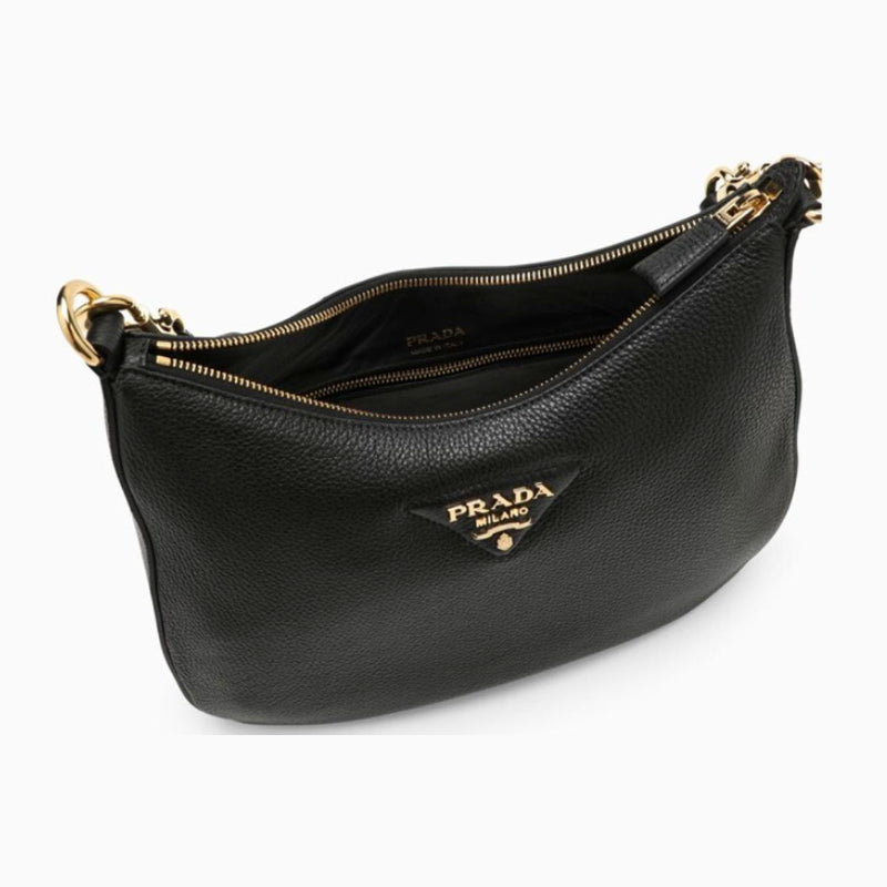 Prada - Leather bag logo-print shoulder strap