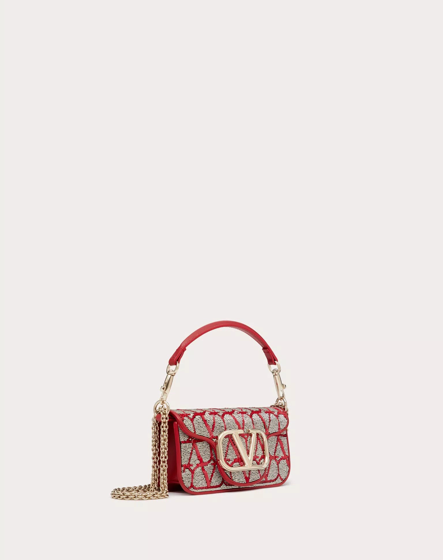 VALENTINO SMALL LOCÒ SHOULDER BAG WITH TOILE ICONOGRAPHE EMBROIDERY