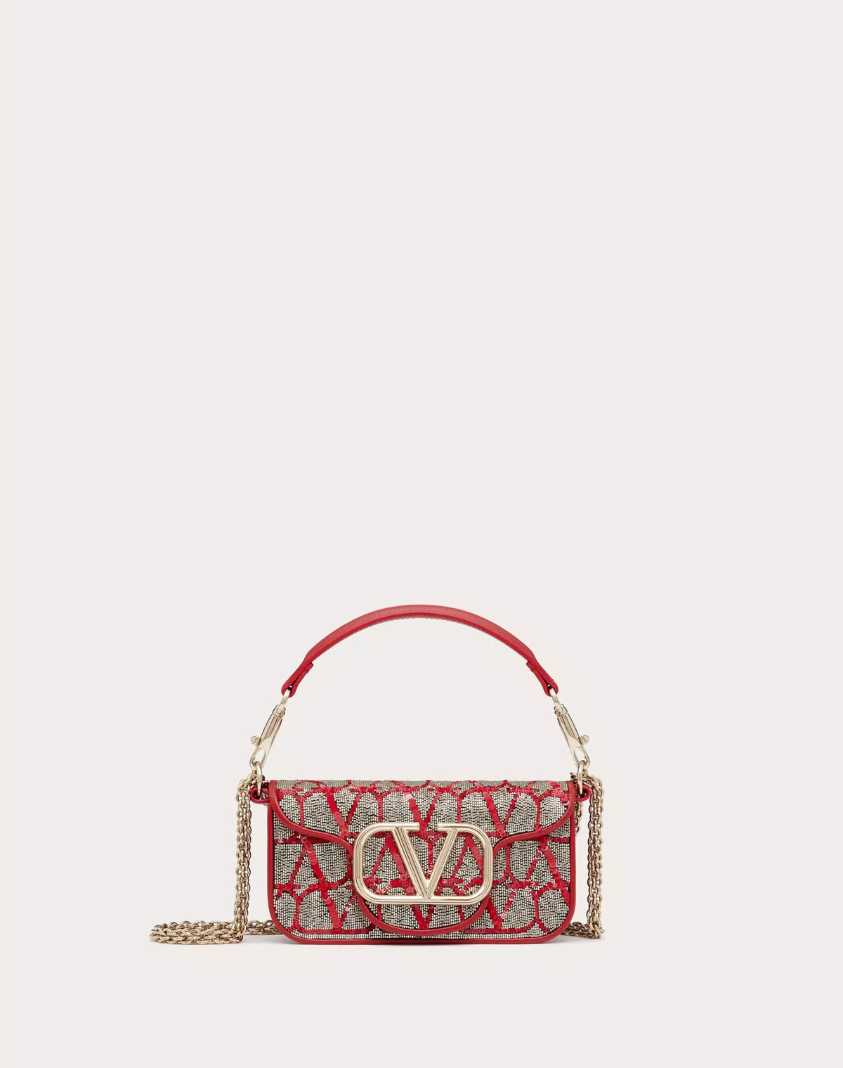 VALENTINO SMALL LOCÒ SHOULDER BAG WITH TOILE ICONOGRAPHE EMBROIDERY