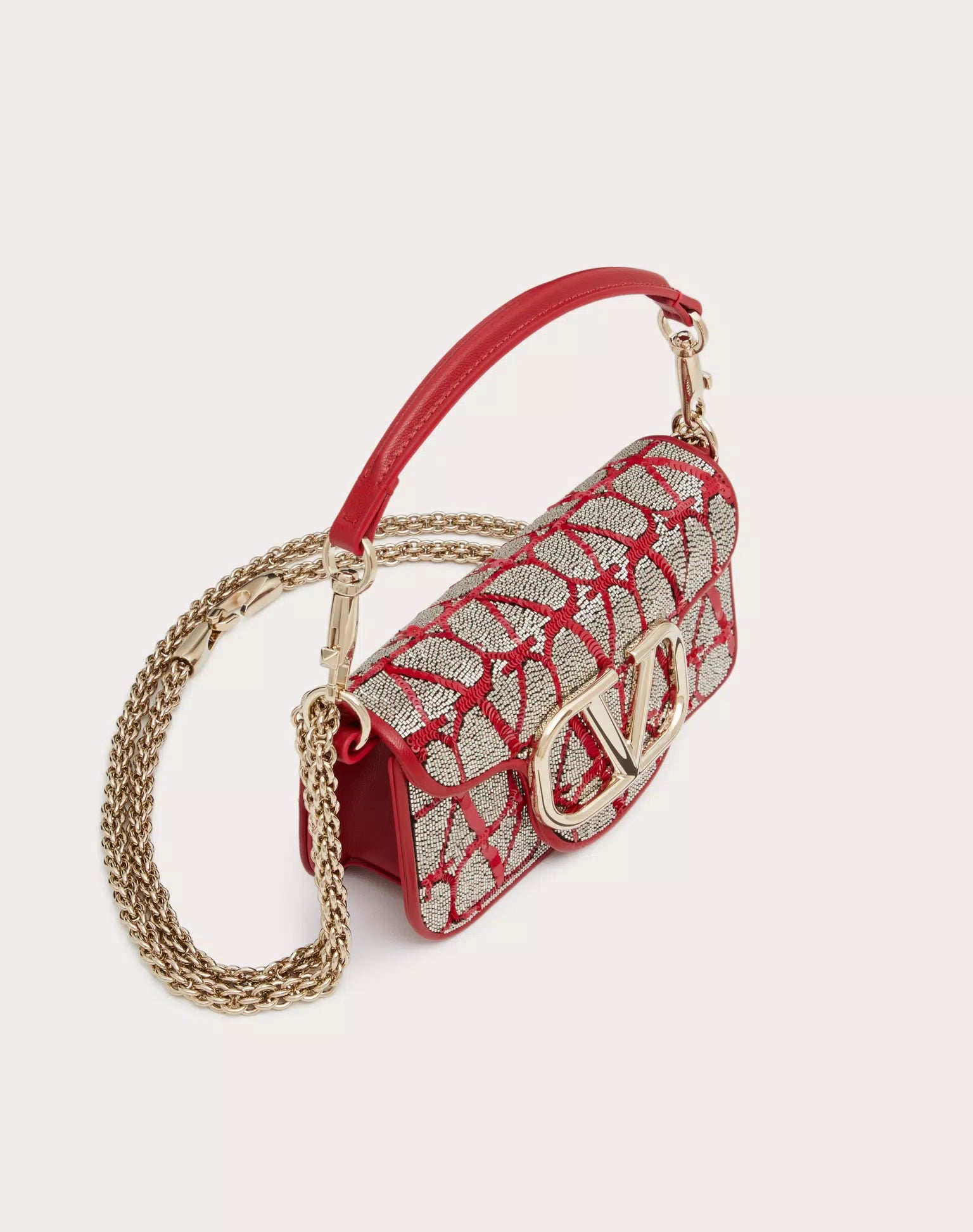 VALENTINO SMALL LOCÒ SHOULDER BAG WITH TOILE ICONOGRAPHE EMBROIDERY