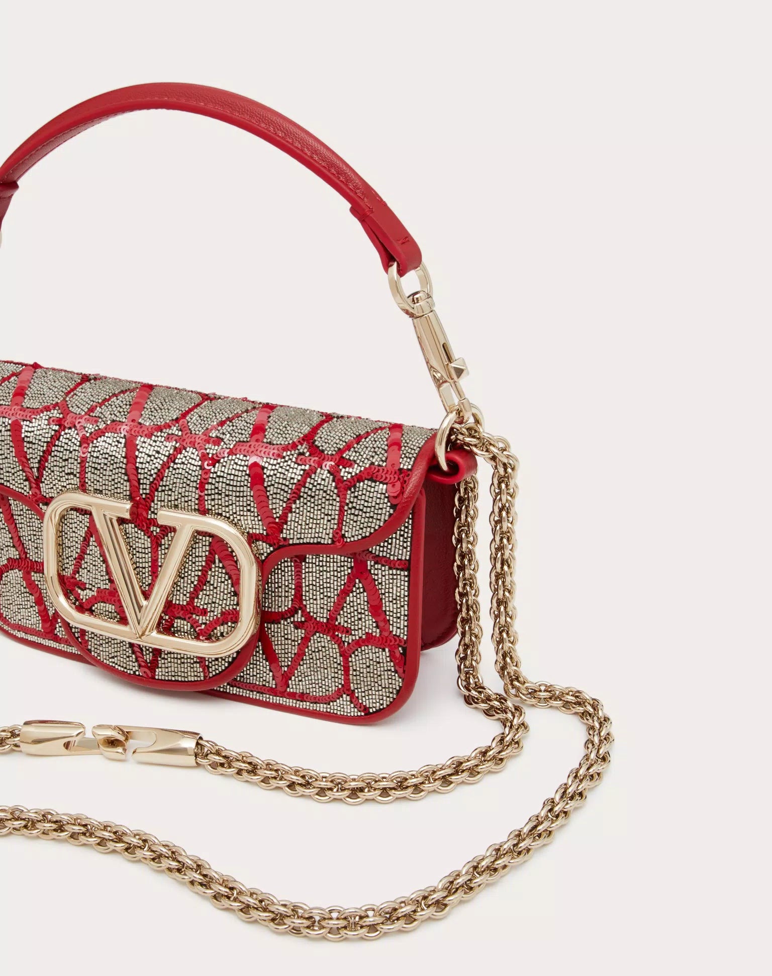 VALENTINO SMALL LOCÒ SHOULDER BAG WITH TOILE ICONOGRAPHE EMBROIDERY