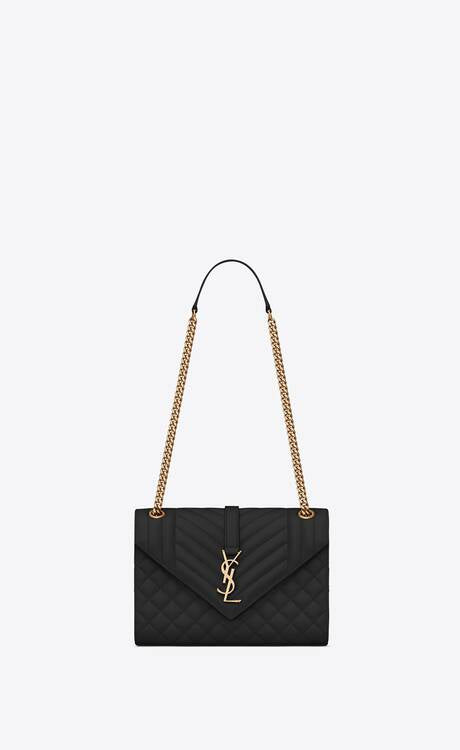 Saint Laurent MEDIUM ENVELOPE IN QUILTED GRAIN DE POUDRE LEATHER