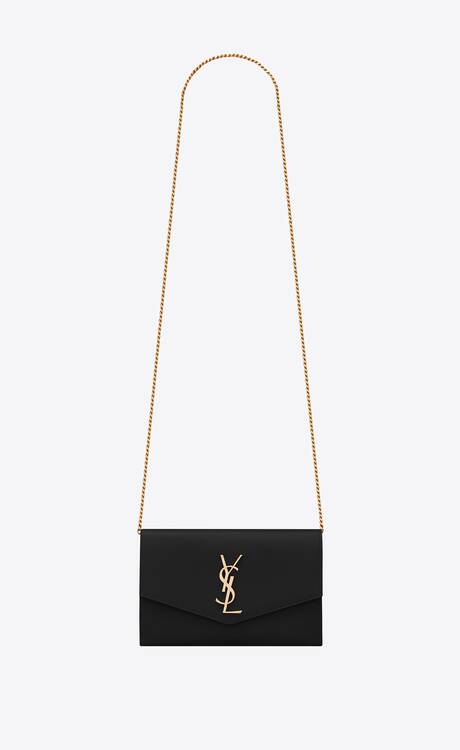 Saint Laurent UPTOWN CHAIN WALLET IN GRAIN DE POUDRE EMBOSSED LEATHER