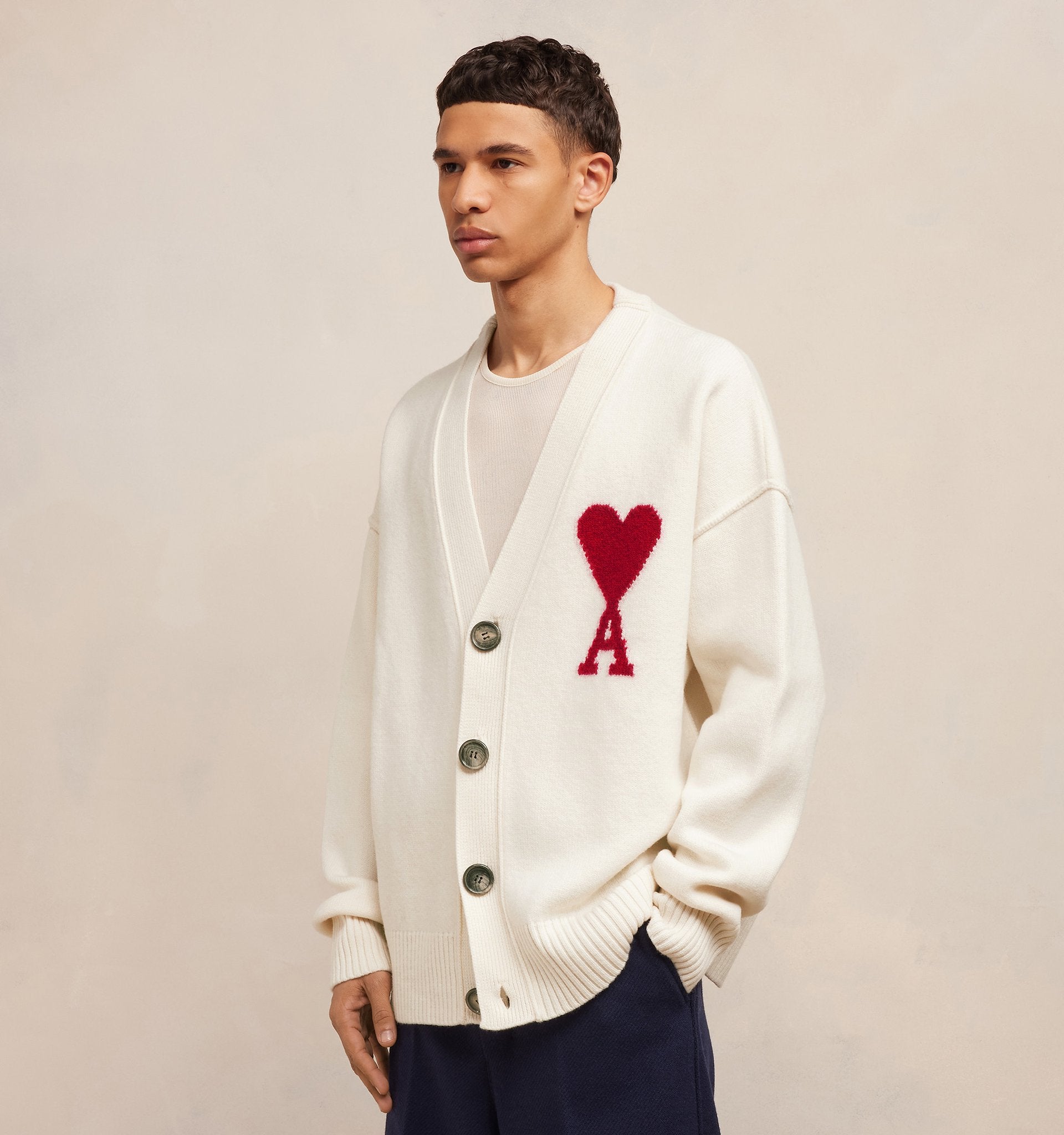 Ami Red Ami de Coeur Cardigan White