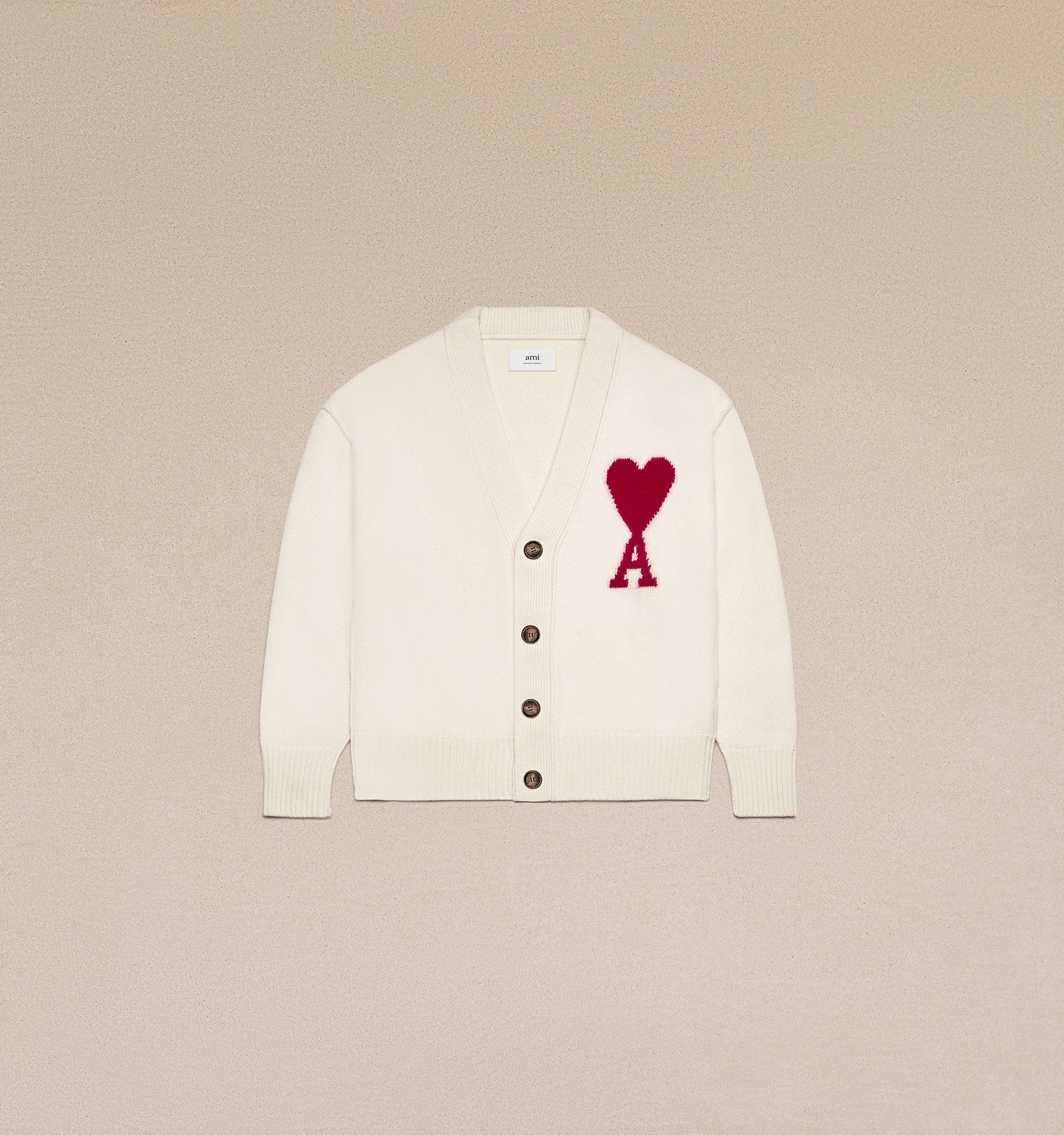 Ami Red Ami de Coeur Cardigan White