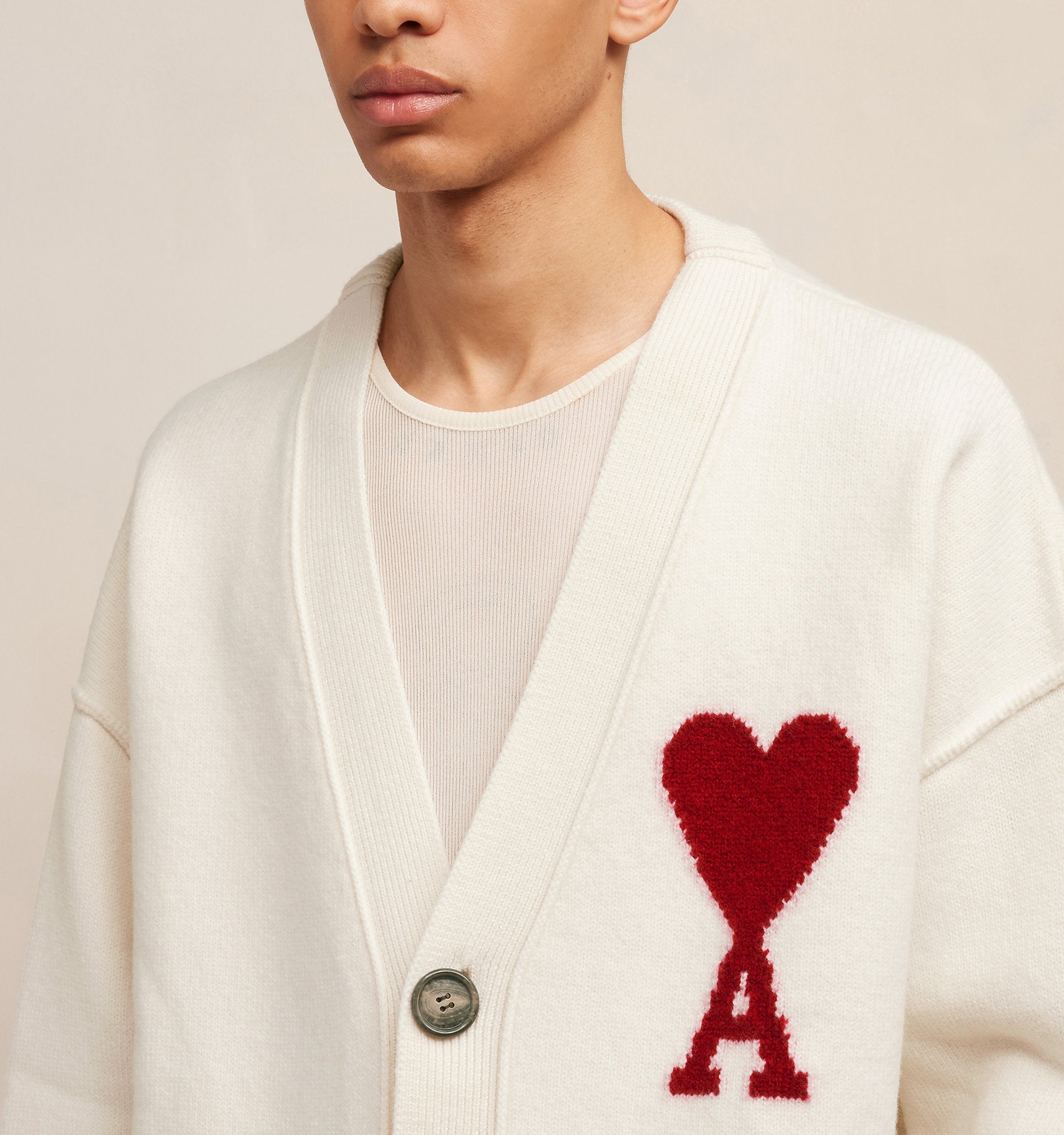 Ami Red Ami de Coeur Cardigan White