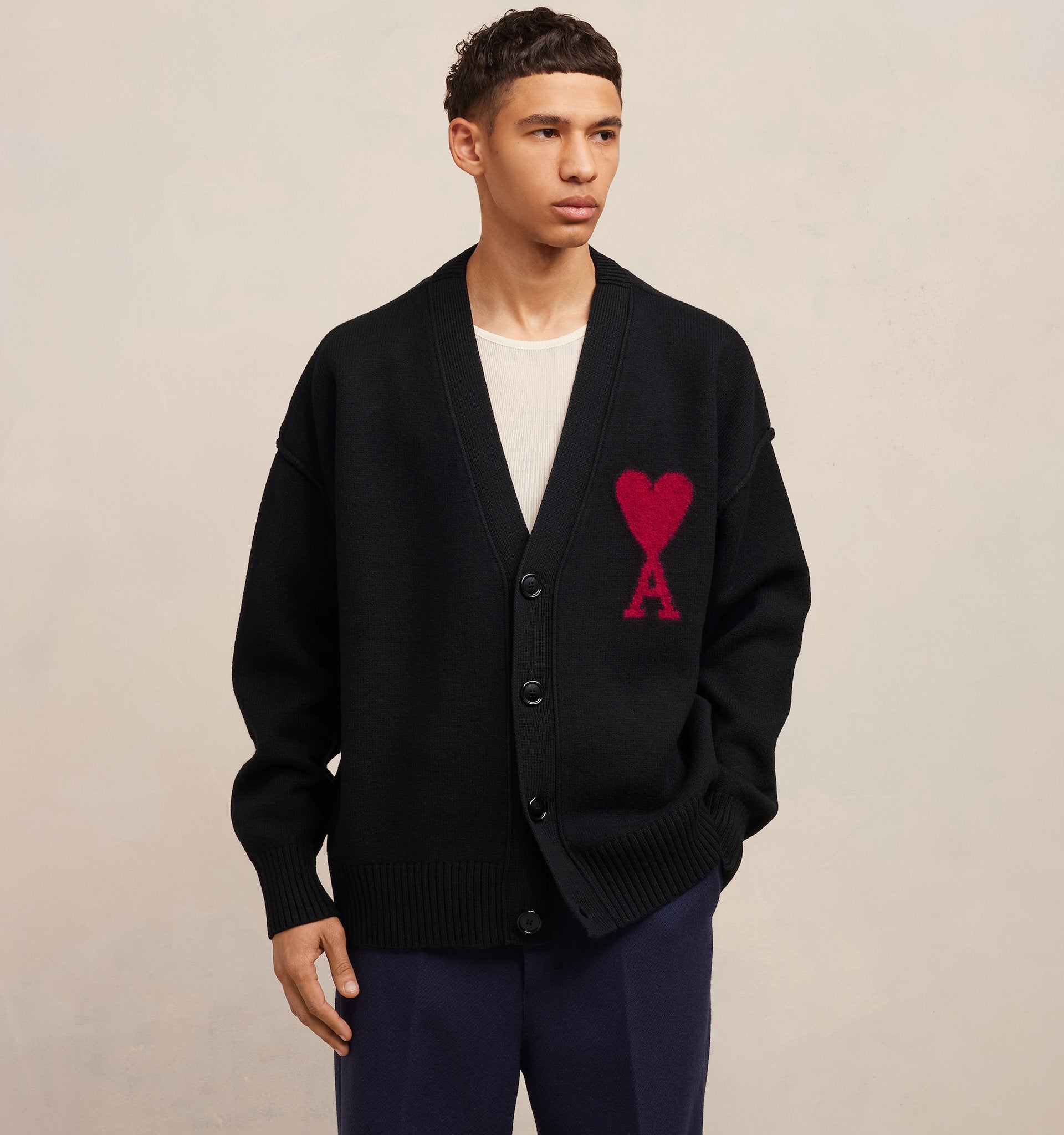 Ami Red Ami de Coeur Cardigan Black