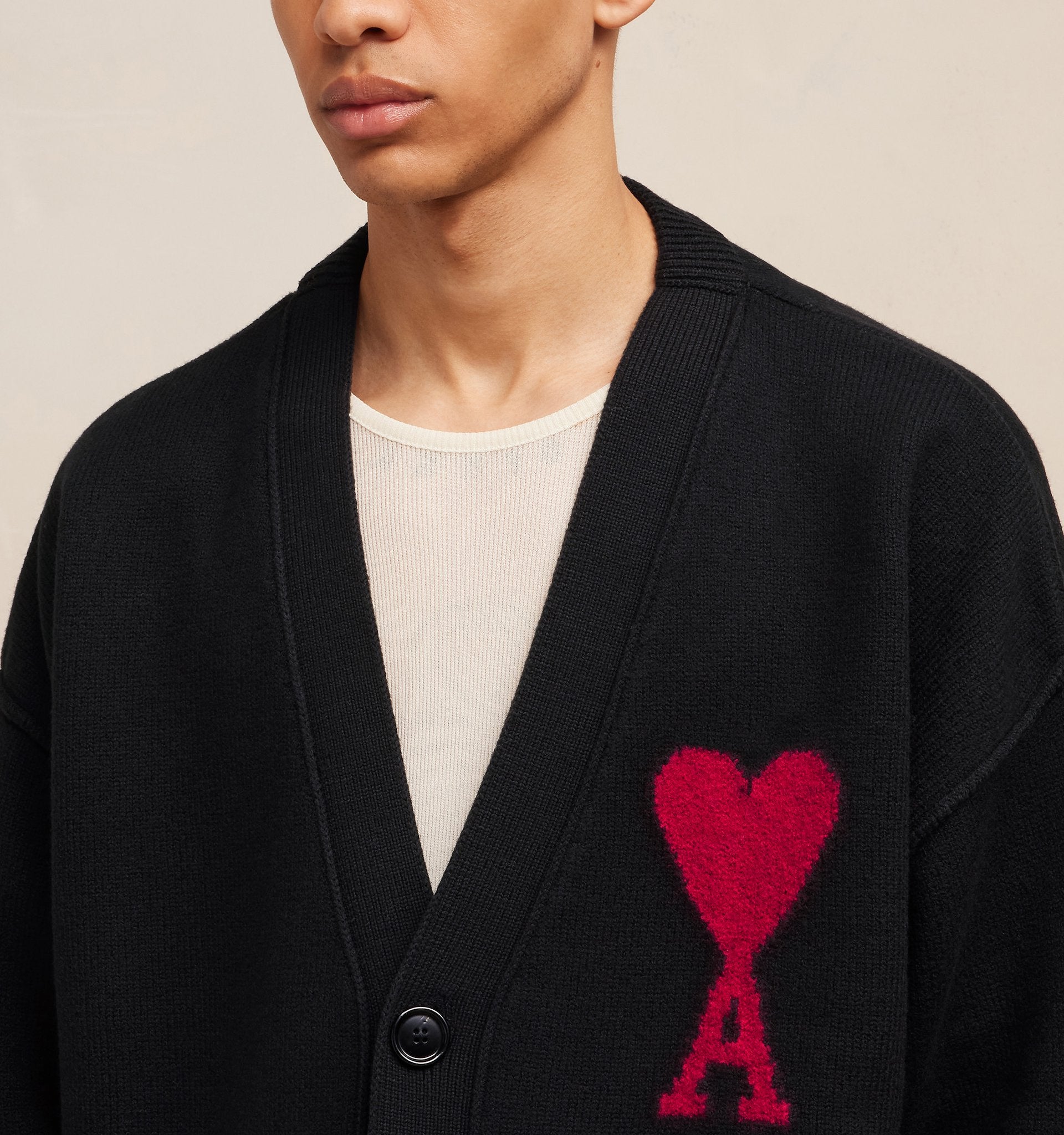 Ami Red Ami de Coeur Cardigan Black