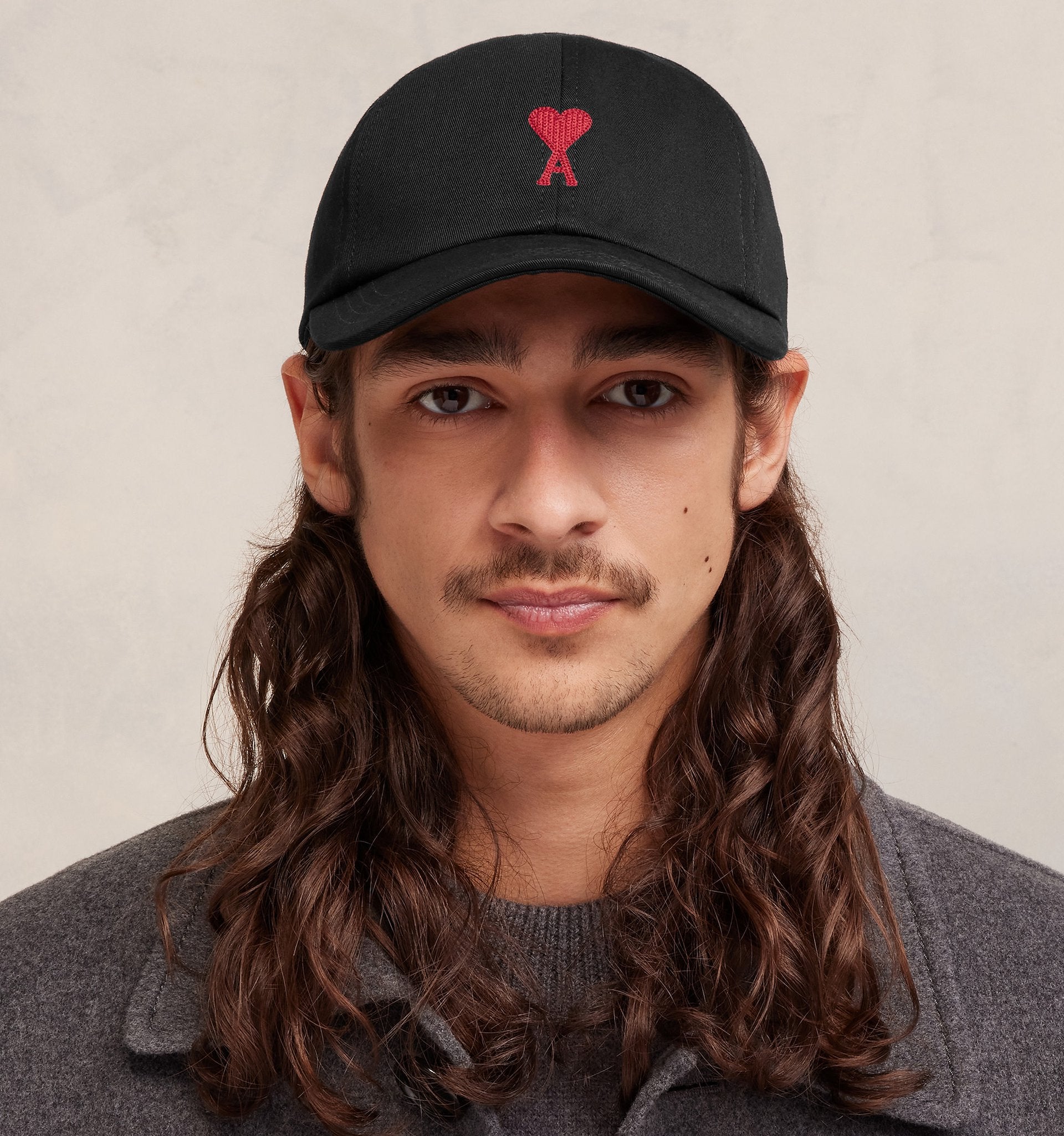 Ami Red Ami De Coeur Embroidery Cap black