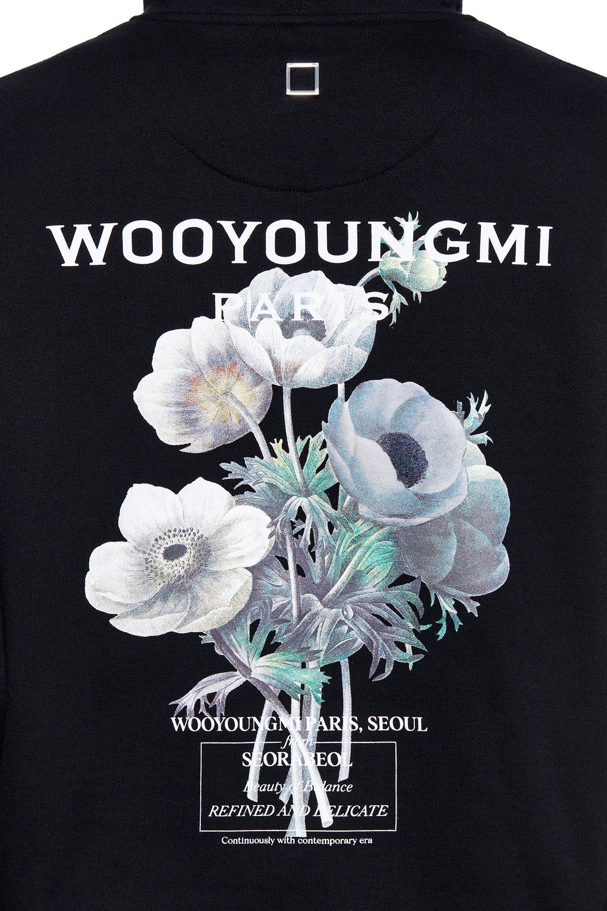 WOOYOUNGMI Black Flower Back Logo Hoodie