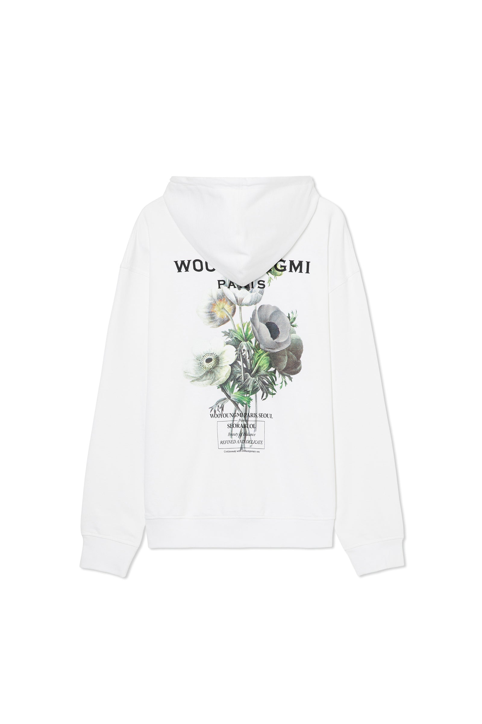 WOOYOUNGMI Black Flower White Logo Hoodie