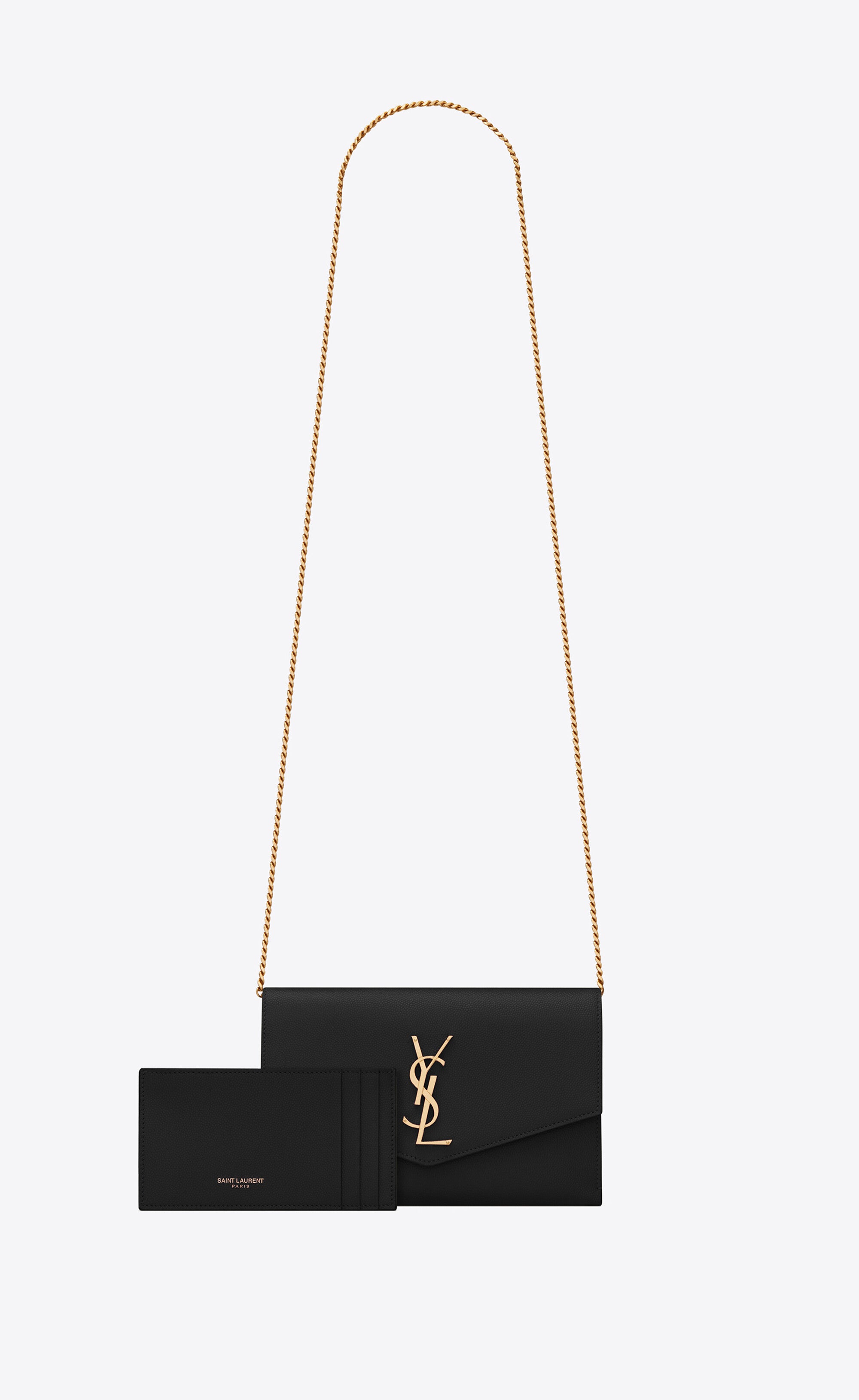 Saint Laurent UPTOWN CHAIN WALLET IN GRAIN DE POUDRE EMBOSSED LEATHER