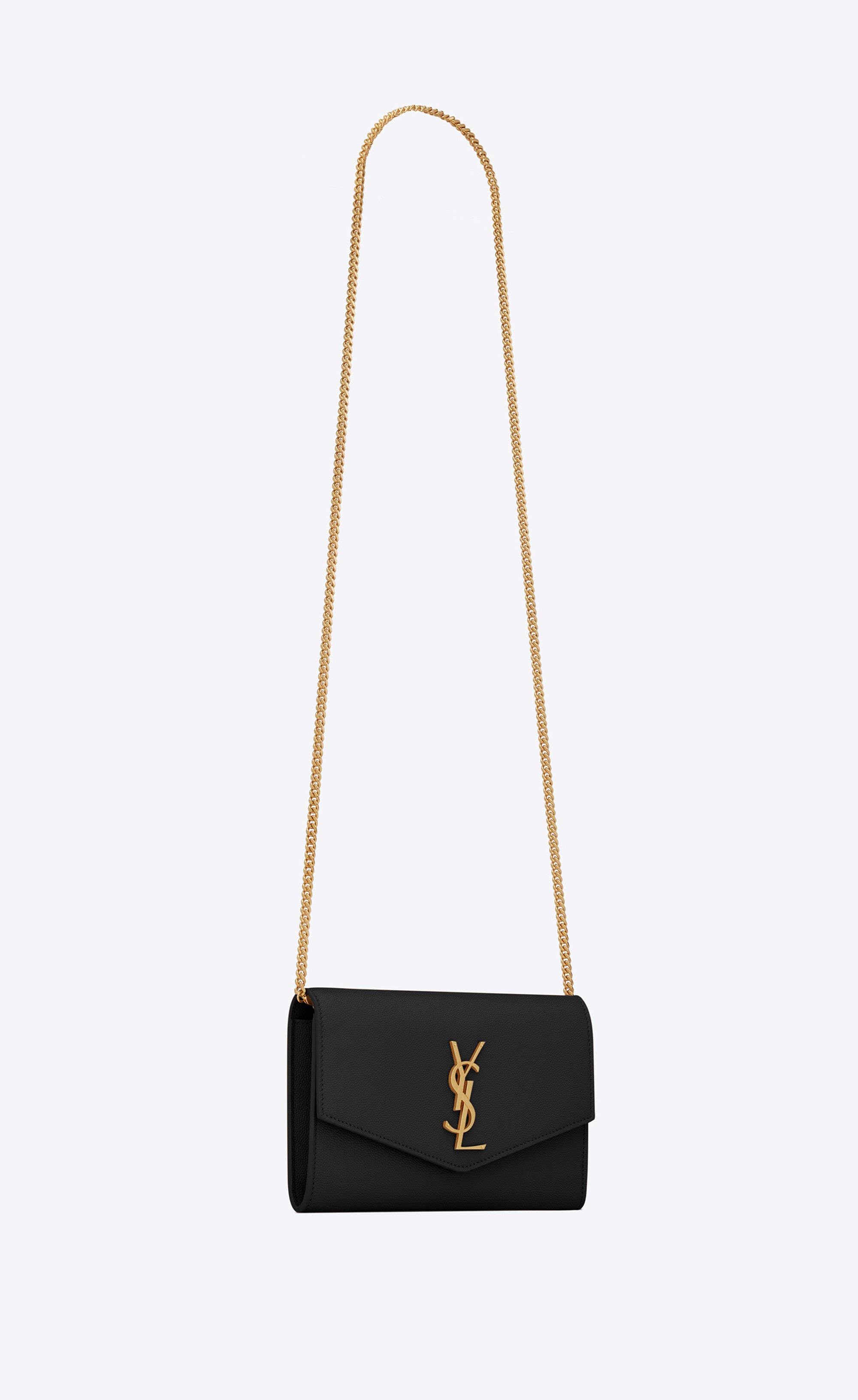 Saint Laurent UPTOWN CHAIN WALLET IN GRAIN DE POUDRE EMBOSSED LEATHER