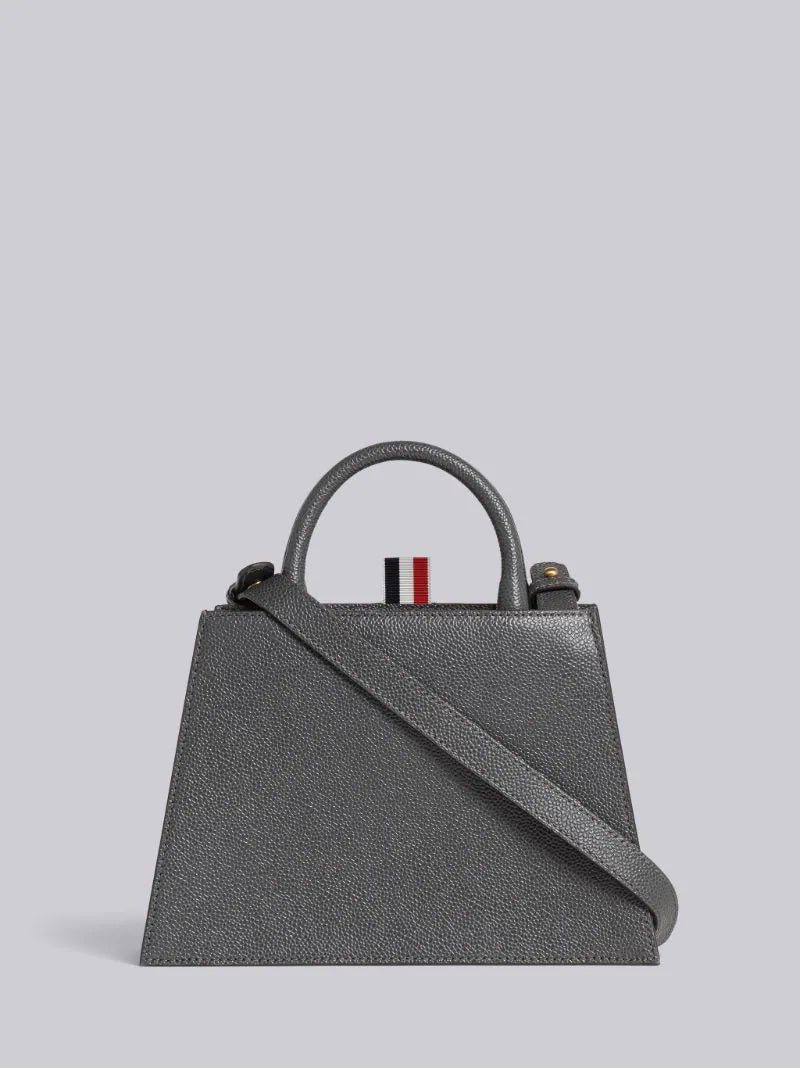 THOM BROWNE PEBBLE GRAIN LEATHER 4-BAR MINI TRAPEZE TOTE