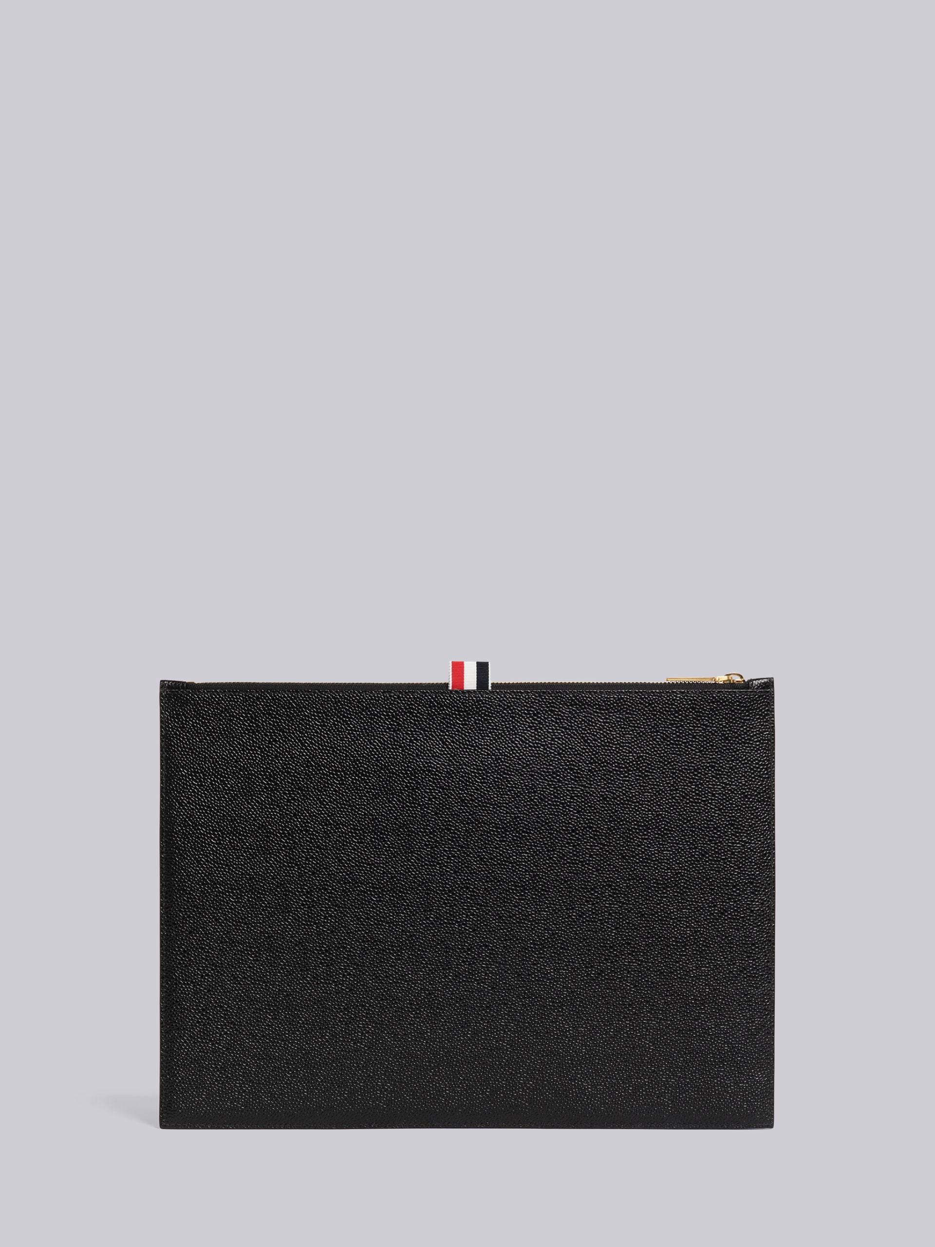 THOM BROWNE PEBBLE GRAIN LEATHER LOCK MEDIUM DOCUMENT HOLDER